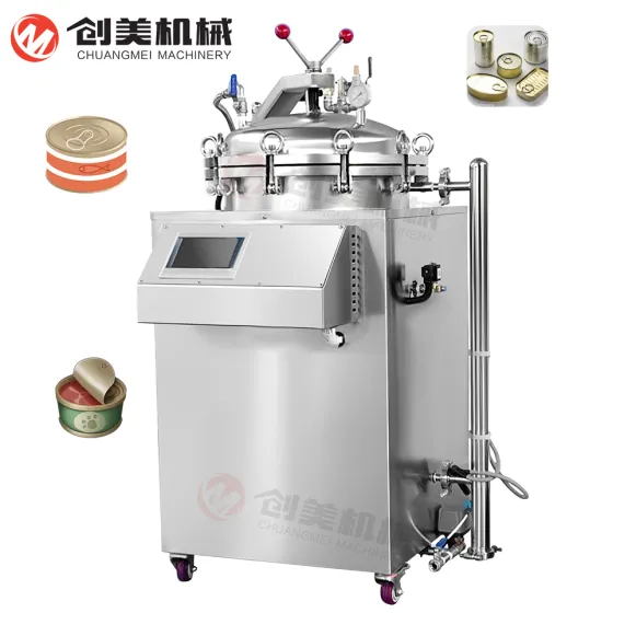 Aço inoxidável Vertical Back Pressure Esterilizador para Pet Food Industry Beverage Industry Alta Qualidade